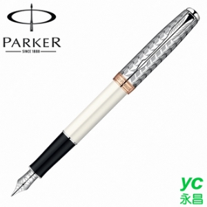 【派克 PARKER】商籟系列 羽絨白夾 鋼筆 18K 筆尖F  P0947310 /支