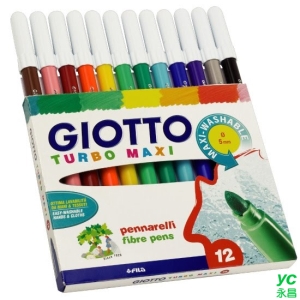 【義大利 GIOTTO】454000  可洗式兒童安全彩色筆 12色/盒