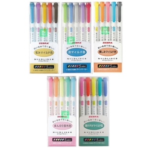 日本 斑馬 MILDLINER 雙頭 水性  WKT7-5C 螢光筆 5色/組