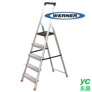 美國 Werner 穩耐安全梯 L235R-2 鋁合金寬踏板5階梯 大平台 鋁梯 A字梯 梯子 /組