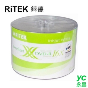 【RiTEK錸德】 16X DVD-R 裸裝 4.7GB 珍珠白滿版可列印式 50片/組