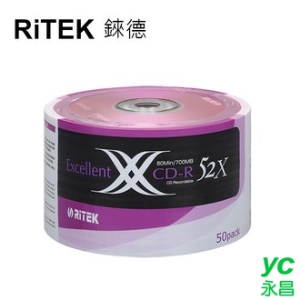 【RiTEK錸德】 52X    CD-R  裸裝  700M   X版    50片/組