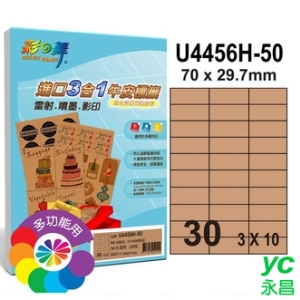 彩之舞 U4456H-50 進口3合1牛皮標籤 3x10／30格直角(70*29.7mm) - 50張/包