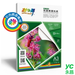 彩之舞 HY-B41-20 亮面噴墨貼紙-防水 0.12mm A3 Label - 20張/包
