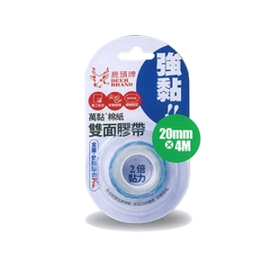 鹿頭牌 強黏 萬黏 棉紙雙面膠帶 20mm X 4M (1卷入) /卡 4P50L2