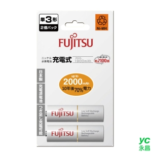 FUJITSU 富士通 3號 2000mAh 充電電池 2入 / 卡