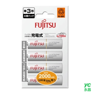 FUJITSU 富士通 3號 2000mAh 充電電池 4入 / 卡