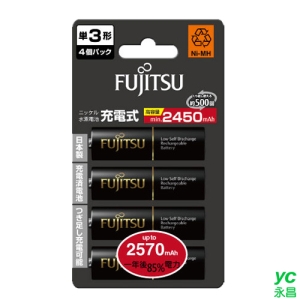 FUJITSU 富士通 3號 2570mAh 充電電池 4入 / 卡