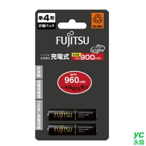 FUJITSU 富士通 4號 960mAh 充電電池 2入 / 卡