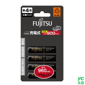 FUJITSU 富士通 4號 960mAh 充電電池 4入 / 卡