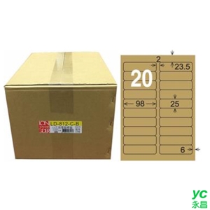 【龍德】A4三用電腦標籤 25x98mm 牛皮紙 1000入 / 箱 LD-812-C-B