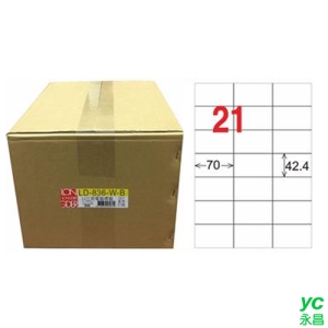 【龍德】A4三用電腦標籤 42.4x70mm 白色1000入 / 箱 LD-836-W-B