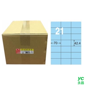 【龍德】A4三用電腦標籤 42.4x70mm 淺藍色1000入 / 箱 LD-836-B-B