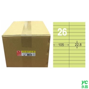 【龍德】A4三用電腦標籤 22.8x105mm 淺綠色1000入 / 箱 LD-837-G-B