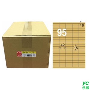 【龍德】A4三用電腦標籤 15x42mm 牛皮紙1000入 / 箱 LD-843-C-B
