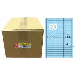 【龍德】A4三用電腦標籤 14.8x67mm 淺藍色1000入 / 箱 LD-844-B-B