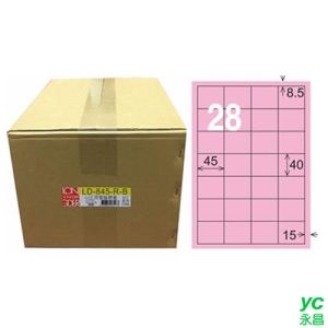 【龍德】A4三用電腦標籤 40x45mm 粉紅色1000入 / 箱 LD-845-R-B