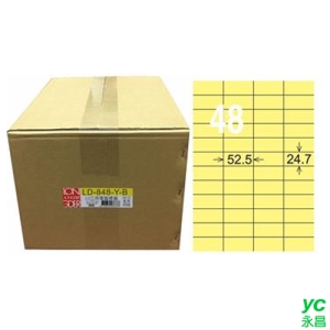 【龍德】A4三用電腦標籤 24.7x52.5mm 淺黃色1000入 / 箱 LD-848-Y-B