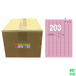 【龍德】A4三用電腦標籤 10x30mm 粉紅色1000入 / 箱 LD-850-R-B