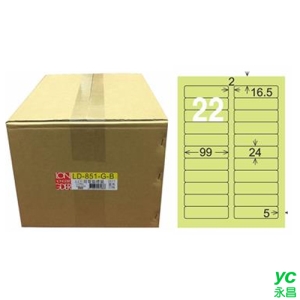 【龍德】A4三用電腦標籤 24x99mm 淺綠色1000入 / 箱 LD-851-G-B