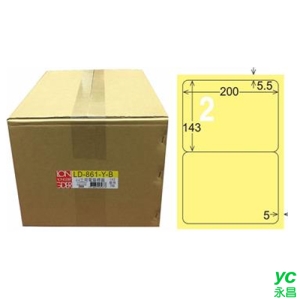 【龍德】A4三用電腦標籤 143x200mm 淺黃色1000入 / 箱 LD-861-Y-B