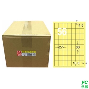 【龍德】A4三用電腦標籤 36x27mm 淺黃色1000入 / 箱 LD-877-Y-B