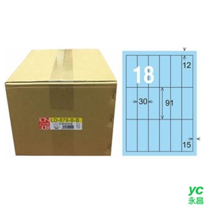 【龍德】A4三用電腦標籤 91x30mm 淺藍色1000入 / 箱 LD-879-B-B