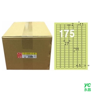 【龍德】A4三用電腦標籤 11x27mm 淺綠色1000入 / 箱 LD-888-G-B