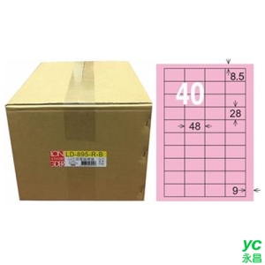 【龍德】A4三用電腦標籤 28x48mm 粉紅色 1000入 / 箱 LD-895-R-B