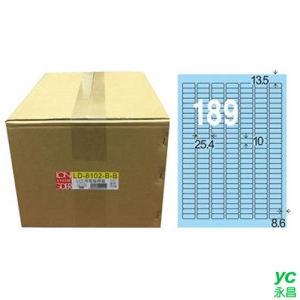 【龍德】A4三用電腦標籤 10x25.4mm 淺藍色 1000入 / 箱 LD-8102-B-B