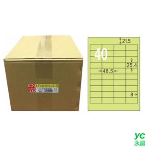 【龍德】A4三用電腦標籤 25.4x48.5mm 淺綠色 1000入 / 箱 LD-8109-G-B