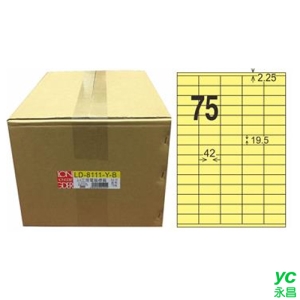 【龍德】A4三用電腦標籤 19.5x42mm 淺黃色 1000入 / 箱 LD-8111-Y-B
