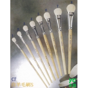 天成 台灣製 工業瓷器 彩繪筆 S6圓頭 白羊毛刷 12支入/盒 C7