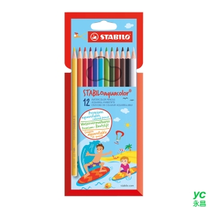 STABILO 德國 思筆樂 aquacolor 水彩樂色鉛筆 12色組 / 盒 1612-6