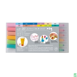 Kuretake 日本吳竹 ZIG Clean Color Dot 點點筆 一般色 12色組 / 組 TC-6100-12V