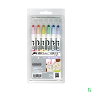 Kuretake 日本吳竹 ZIG Clean Color Dot 單頭點點筆 粉彩色 6色組 / 組 TCSD-6100/6V