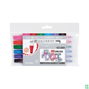 Kuretake 日本吳竹 ZIG Clean Color Dot 點點筆 一般色 6色組 / 組 TC-6100-6V