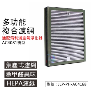 【除甲醛】集塵式複合濾網 HEPA 適配PHILIPS飛利浦空氣淨化器AC4081型 耗材 JLP-PH-AC4168