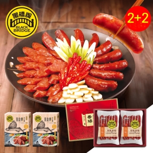 【黑橋牌-鮮腸禮盒組】【免運】原味-2包/盒＋飛魚卵-2包/盒 [2盒組] (台灣豬肉)