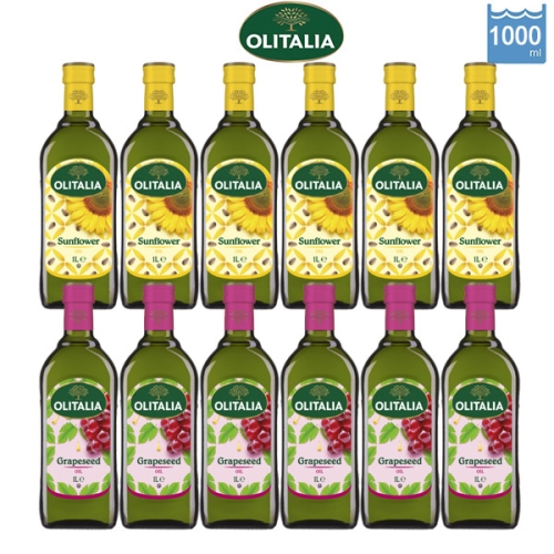 【Olitalia奧利塔】葡萄籽油＋葵花油1000mlx12瓶