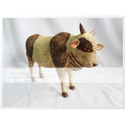 自然屋精品】大牛原木火雕大牛實木動物火雕牛居家擺飾峇里島風牛