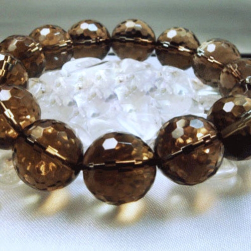 晶鑽水晶】茶水晶手鍊14mm AA級鑽石切角度- 晶鑽水晶寶石精品- i郵購