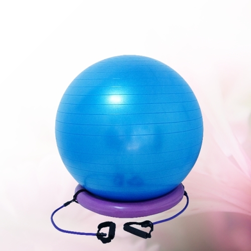 75cm防爆球(紫色)+貝果穩定環+彈力繩~韻律瑜珈生產球組 75cm 藍色
