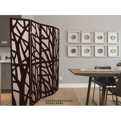 歐式簡約森林風實木屏風/玄關屏風/木質屏風-白色/極致深胡桃色