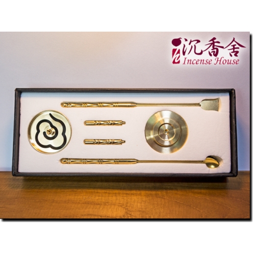 沉香舍】香道必備道具純銅香道具四件組香匙/香鏟/香篆/平壓器附精美